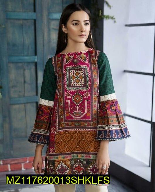 multicolor swiss lawn printed shirt for women