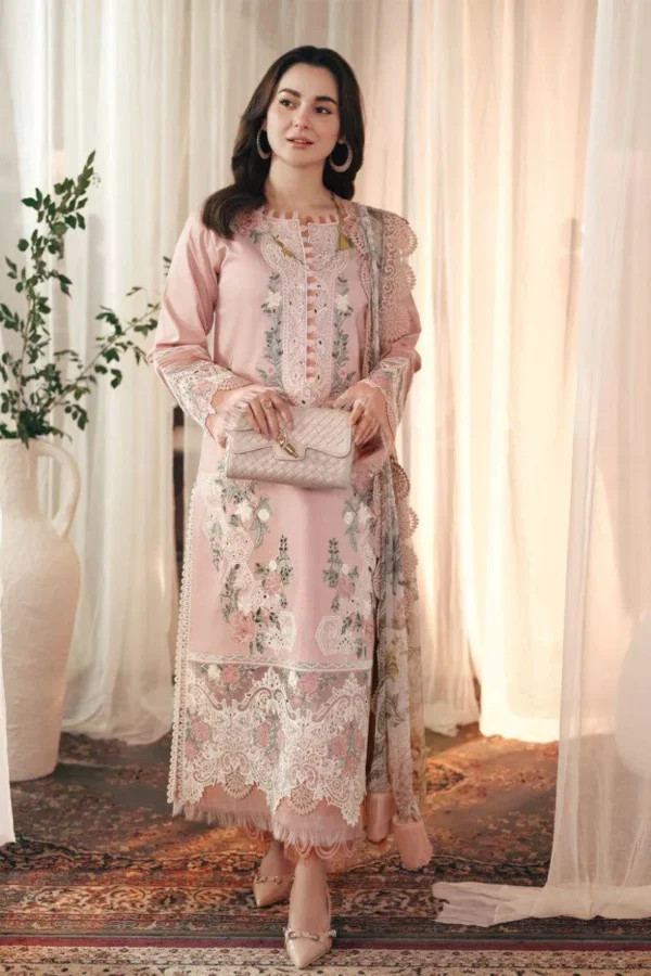 elegant pink chikankari embroidered kurta set with dupatta