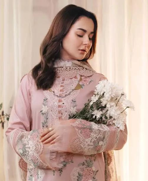 elegant pink chikankari embroidered kurta set with dupatta