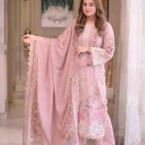 elegant pink embroidered kurta set with dupatta