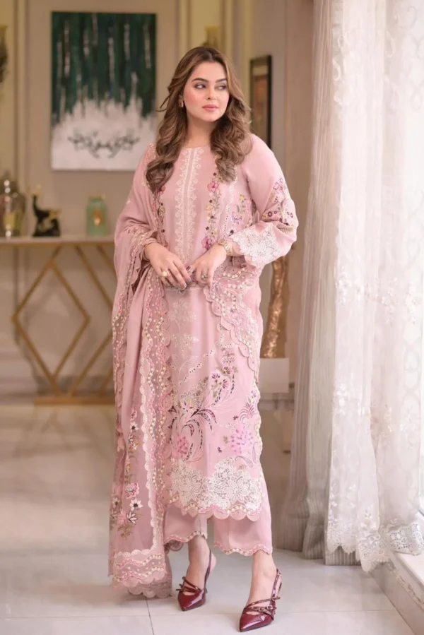elegant pink embroidered kurta set with dupatta