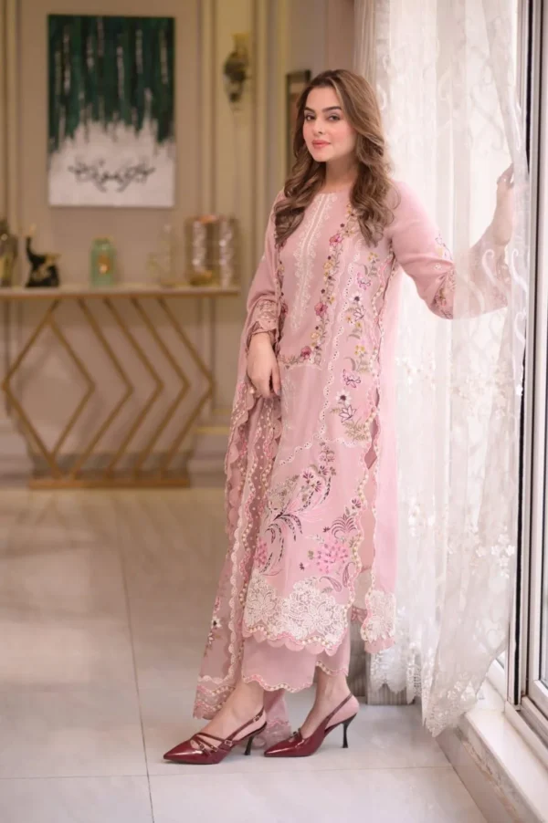 elegant pink embroidered kurta set with dupatta