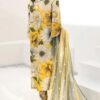premium summer glow yellow digital print lawn 3 piece suit for women