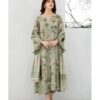 elegant floral printed anarkali suit green 3 piece set