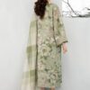 elegant floral printed anarkali suit green 3 piece set