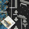 elegant black embroidered lawn 3 piece suit with digital print dupatta