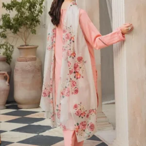 peach embroidered lawn 3 piece suit