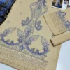 elegant blue beige embroidered lawn suit 3 piece set for women