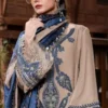 elegant blue beige embroidered lawn suit 3 piece set for women