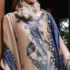 elegant blue beige embroidered lawn suit 3 piece set for women