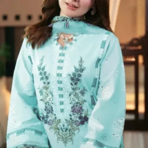elegant light blue embroidered kurta set 3 piece suit for women