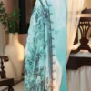 elegant light blue embroidered kurta set 3 piece suit for women