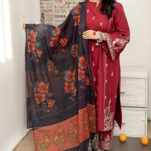 maroon-embroidered-lawn-3pc-suit-printed-dupatta