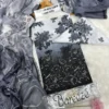 elegant black printed lawn 3 piece suit for women