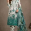 elegant green printed lawn 3 piece suit for women