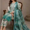 elegant green printed lawn 3 piece suit for women