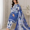 elegant blue printed lawn 3 piece suit for women