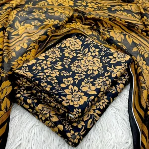 elegant yellow printed lawn 3 piece suit for women